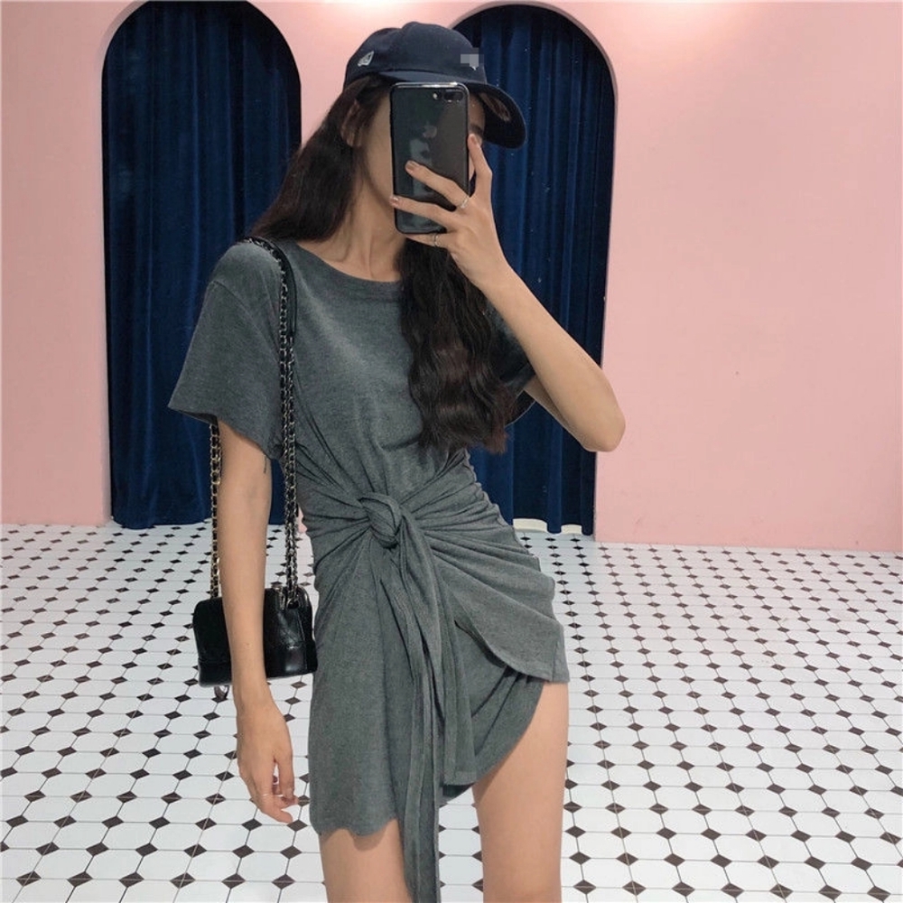 ❤️BOGO Alfie - Plain Slim-Fit Short-Sleeve Dress